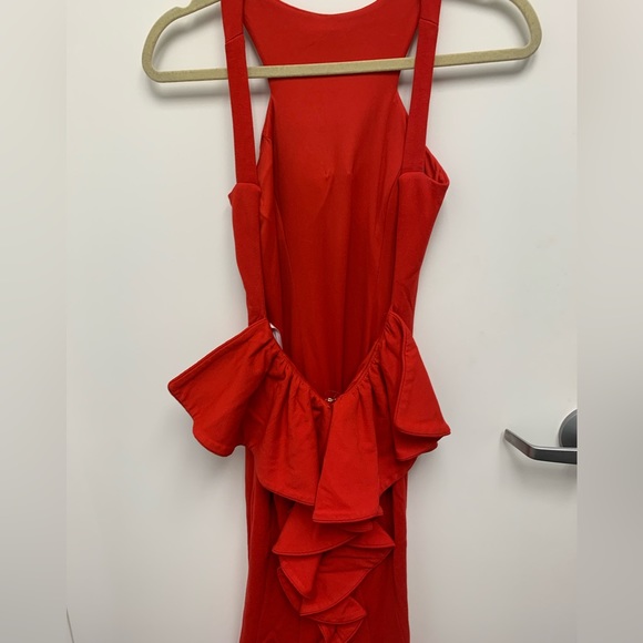 Escape Open Ruffle Back Evening Gown - Picture 5 of 9